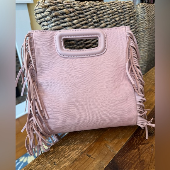 Maje M bag With Fringe - Pale Pink Leather Cross-body Purse - EUC - Picture 4 of 10